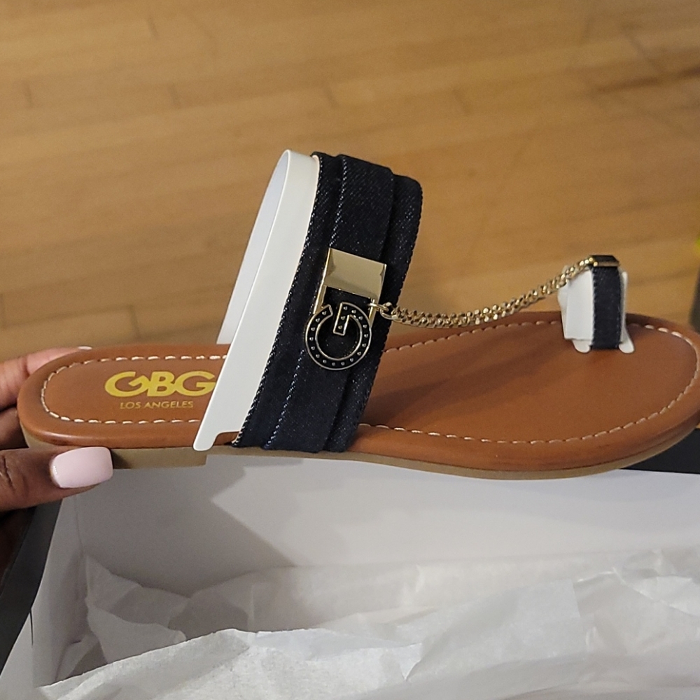 Brand-new GBG Guess denim chain sandals